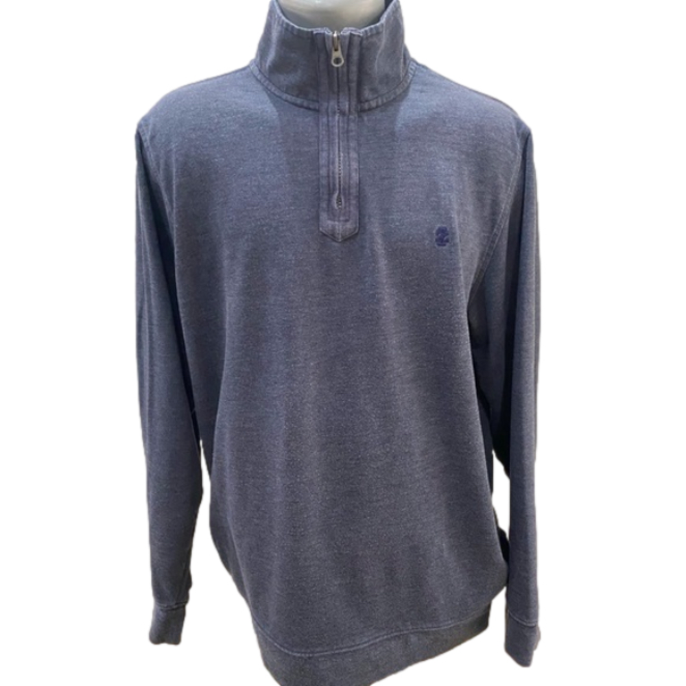 Izod Men’s Quarter Zip Pullover Blue/Gray Long Sleeve Size L